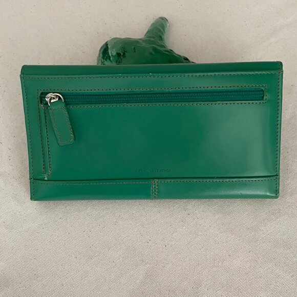 Kenneth Cole Reaction Foldover Flap Wallet Genuine Leather Green - Picture 4 of 8